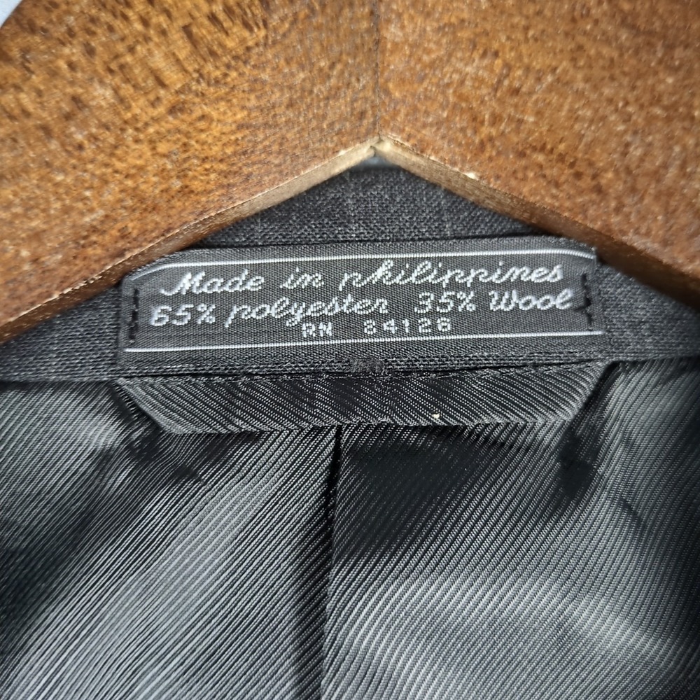 Vtg Bert Pulitzer Men's Suit 48R Pant 42x32 Wool Blend 2pc Black Stripe 2 Button - Picture 4 of 10